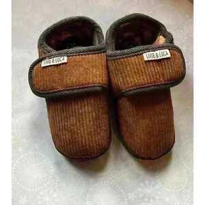 Livie & Luca HUG Brown Corduroy Outdoor Slippers Unisex Youth Sz 7-8 Small Shoes